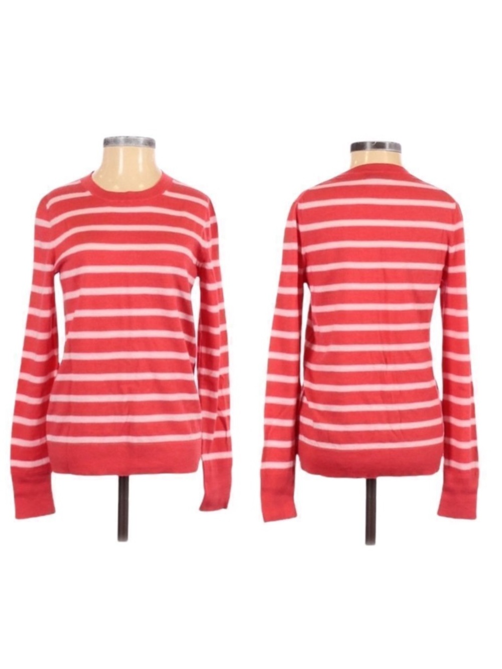 BANANA REPUBLIC 100% Merino Wool Striped Sweater Pink White S
